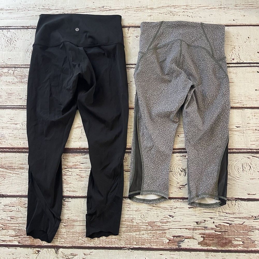 Lululemon Leggings Athletica Women's‎ Black/Grey Yoga Cropped Size 6 Lot of 2